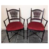 LL - Armchairs, Vintage Mahogany Wheatback, Pair of 2, Rustic American Style