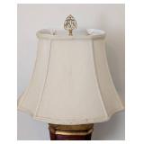 LL - Table Lamp - Vintage Filigree Finial, Gold Tone Base with Scrollwork Vase
