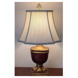 LL - Table Lamp - Vintage Filigree Finial, Gold Tone Base with Scrollwork Vase