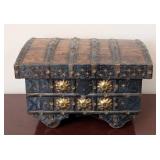 LL - Pitara Indian Wood Chest with Iron Straps and Brass Accents - Vintage