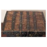 LL - Pitara Indian Wood Chest with Iron Straps and Brass Accents - Vintage