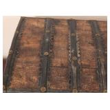 LL - Pitara Indian Wood Chest with Iron Straps and Brass Accents - Vintage