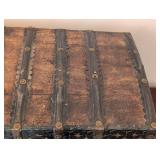 LL - Pitara Indian Wood Chest with Iron Straps and Brass Accents - Vintage