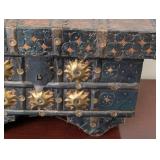 LL - Pitara Indian Wood Chest with Iron Straps and Brass Accents - Vintage