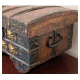 LL - Pitara Indian Wood Chest with Iron Straps and Brass Accents - Vintage
