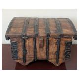 LL - Pitara Indian Wood Chest with Iron Straps and Brass Accents - Vintage