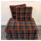 LL - Lee Industries Plaid Ottoman with 2 Matching Pillows