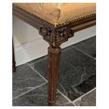 LL - Vintage Needlepoint Top Wood Bench, Carved Frame