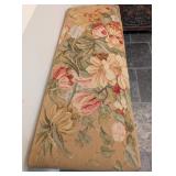 LL - Vintage Needlepoint Top Wood Bench, Carved Frame