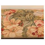 LL - Vintage Needlepoint Top Wood Bench, Carved Frame
