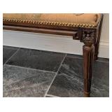 LL - Vintage Needlepoint Top Wood Bench, Carved Frame