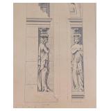 LL - Pair of The Bombay Co Architectural Prints - Eglise Ste Clotilde Aux Andelys