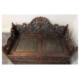 LL - Vintage Southeast Asian Carved Wood Storage Bench