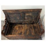 LL - Vintage Southeast Asian Carved Wood Storage Bench