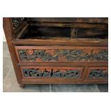 LL - Vintage Southeast Asian Carved Wood Storage Bench