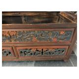 LL - Vintage Southeast Asian Carved Wood Storage Bench