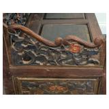 LL - Vintage Southeast Asian Carved Wood Storage Bench