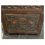 LL - Vintage Southeast Asian Carved Wood Storage Bench