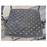 P - Pair of Cast Iron Patio Chairs - Ornate Lattice Back, Black Outdoor