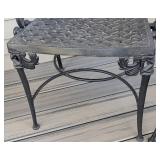 P - Pair of Cast Iron Patio Chairs - Ornate Lattice Back, Black Outdoor