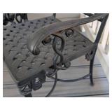 P - Pair of Cast Iron Patio Chairs - Ornate Lattice Back, Black Outdoor