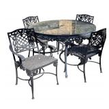 BY - Patio Table Set - Cast Iron Glass Top - 4 Chairs