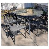 BY - Patio Table Set - Cast Iron Glass Top - 4 Chairs