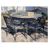 BY - Patio Table Set - Cast Iron Glass Top - 4 Chairs