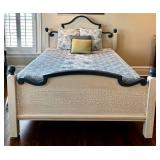 UBR1 - Queen Bed Frame Crackle Finish Blue Accents - Bedding Included