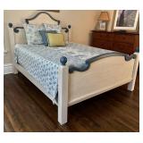 UBR1 - Queen Bed Frame Crackle Finish Blue Accents - Bedding Included