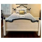 UBR1 - Queen Bed Frame Crackle Finish Blue Accents - Bedding Included