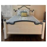 UBR1 - Queen Bed Frame Crackle Finish Blue Accents - Bedding Included
