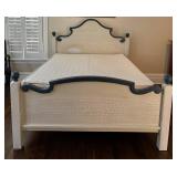 UBR1 - Queen Bed Frame Crackle Finish Blue Accents - Bedding Included