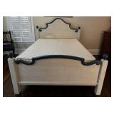 UBR1 - Queen Bed Frame Crackle Finish Blue Accents - Bedding Included