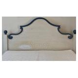 UBR1 - Queen Bed Frame Crackle Finish Blue Accents - Bedding Included