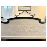 UBR1 - Queen Bed Frame Crackle Finish Blue Accents - Bedding Included