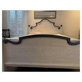 UBR1 - Queen Bed Frame Crackle Finish Blue Accents - Bedding Included