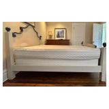 UBR1 - Queen Bed Frame Crackle Finish Blue Accents - Bedding Included
