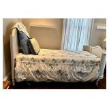 UBR2 - White French Style Twin Bed with Arched Footboard - Includes Bedding