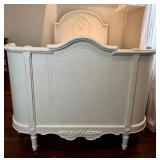 UBR2 - White French Style Twin Bed with Arched Footboard - Includes Bedding