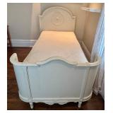UBR2 - White French Style Twin Bed with Arched Footboard - Includes Bedding