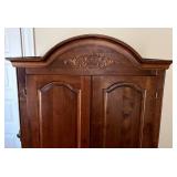 UBR2 - Armoire Wardrobe with Carved Crest - Vintage Wood Cabinet