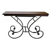 UP3 - Iron Scroll Console Table - Wood Top, Metal Base