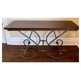 UP3 - Iron Scroll Console Table - Wood Top, Metal Base
