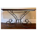 UP3 - Iron Scroll Console Table - Wood Top, Metal Base