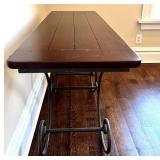 UP3 - Iron Scroll Console Table - Wood Top, Metal Base