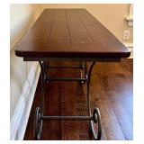 UP3 - Iron Scroll Console Table - Wood Top, Metal Base