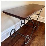 UP3 - Iron Scroll Console Table - Wood Top, Metal Base