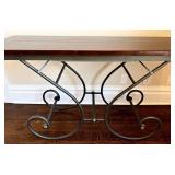 UP3 - Iron Scroll Console Table - Wood Top, Metal Base