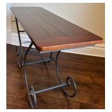 UP3 - Iron Scroll Console Table - Wood Top, Metal Base